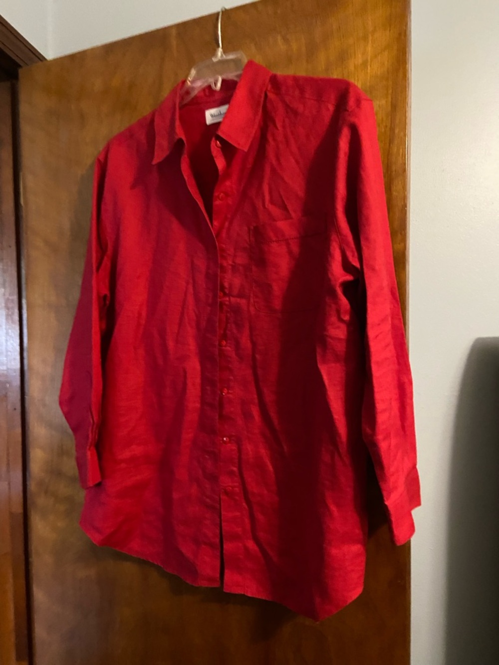 Westbound Red Button-Up Linen Shirt